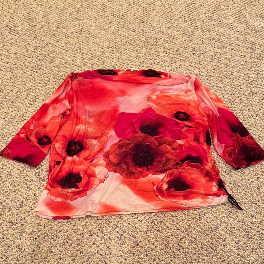 Roberto Cavalli Floral Red Women's Top size M